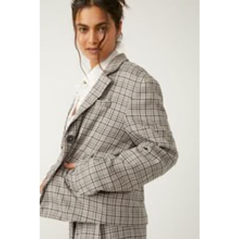 #235 FREE PEOPLE-WE THE‎ FREE CALI BOXY PLAID BLAZER SIZE: SMALLL- RET: $168 - Picture 3 of 13